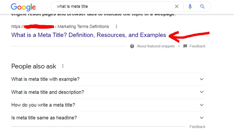 meta title in search engine result page