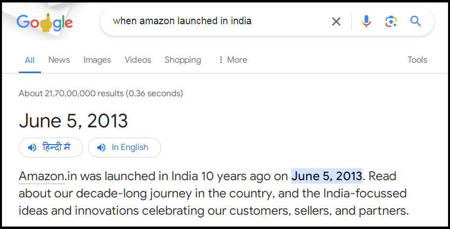 when amazon launched in india