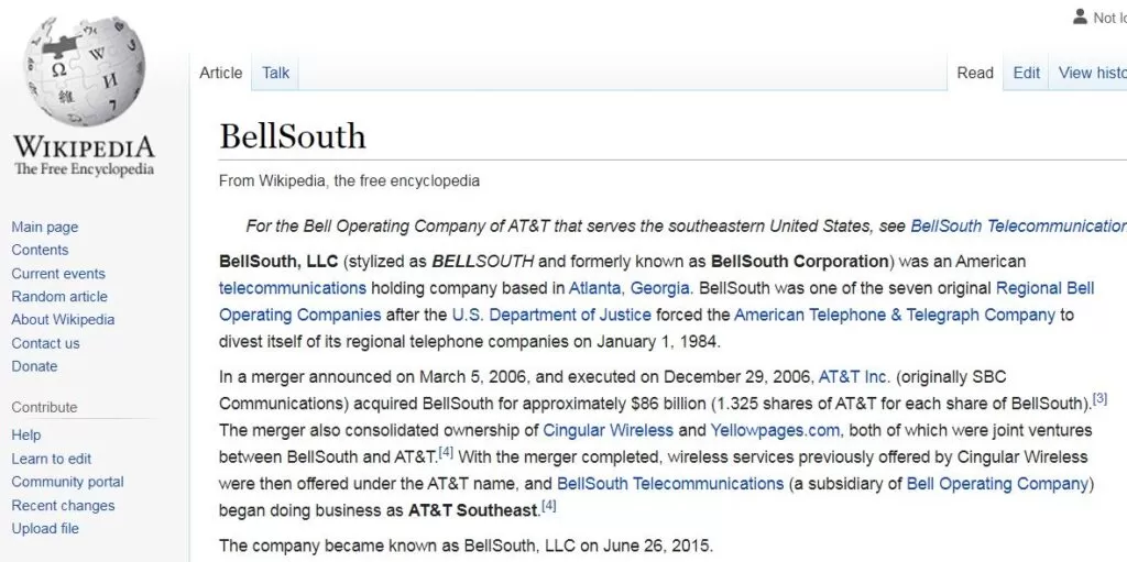 bellsouth email account wikipedia