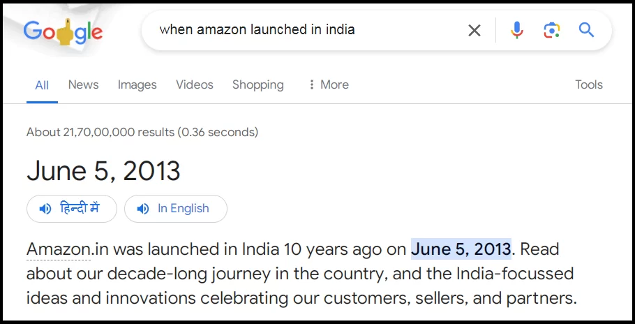 when amazon launched in india