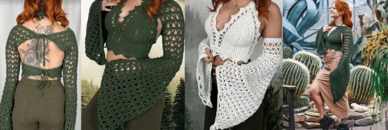 Fae Top & Sleeves 3-in-1 Crochet PATTERN — Perfect for Ren Faires, Fairy Costumes, Summer Festivals, or Cosplay! Featuring Lacy Bell Sleeves and a Bralette