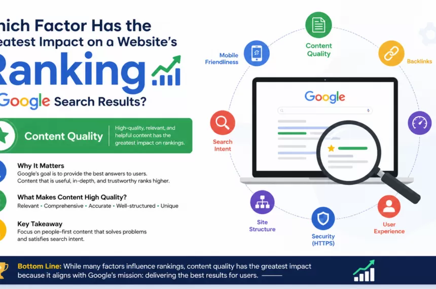 Which factor has the greatest impact on a website’s ranking in Google search results?